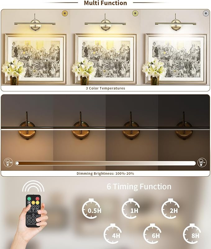 JOOSENLUX Modern Wall Lights Battery Operated Antique Bronze Wireless Picture - Image 3
