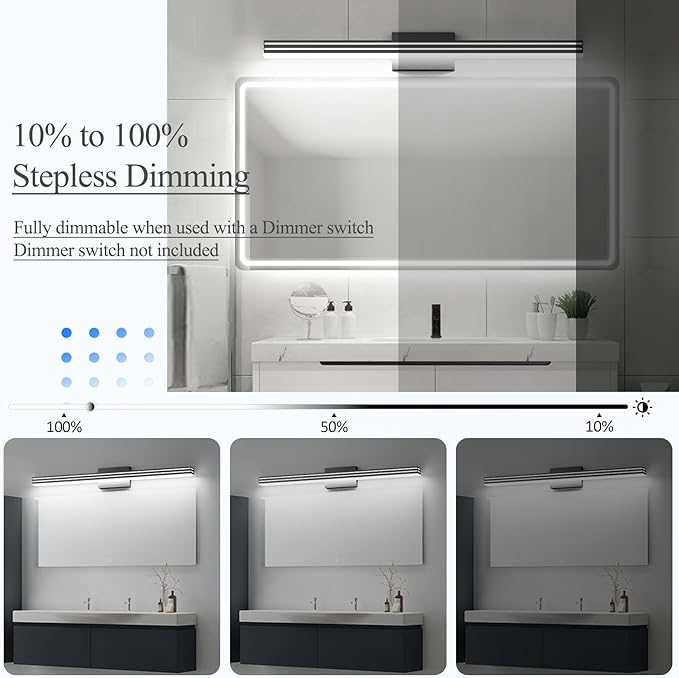 Ralbay 5 Color Temperature Dimmable LED Modern Black Vanity Light - Image 3