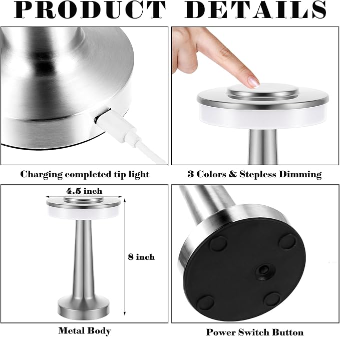 Riakrum 4 Pcs LED Portable Cordless Table Lamp - Image 2