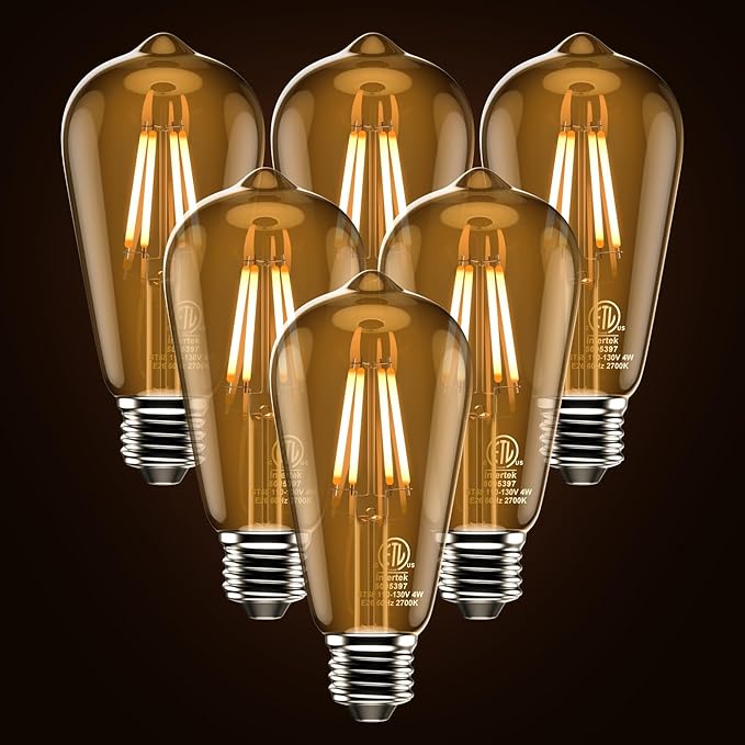 ASOKO ST58 Antique LED Filament Light Bulbs, LED Dimmable Edison Light Bulbs 4W by ASOKO