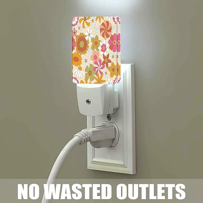 Vintage Boho Floral Night Light Plug in Wall Lamp Smart Dusk to Dawn Sensor - Image 4
