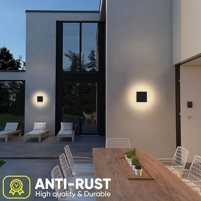 2 Packs LED Wall Light Outdoor Indoor Modern Wall Sconce Mini Wall Sconce Black - Image 2