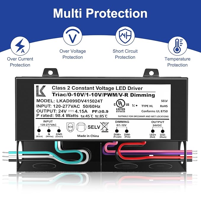 24V 100W Dimmable LED Driver, Triac/ELV/MLV//0-10V/1-10V/PWM/V-R 5-in-1 Power - Image 6