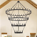 4 Tier 84-Light Black Wagon Wheel Chandelier, Industrial Round Light Fixture by VBKKLighting