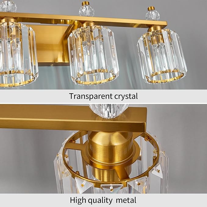 Bathroom Vanity Lights 5-Light Gold Modern Crystal Vanity Light Fixtures Over - Image 4