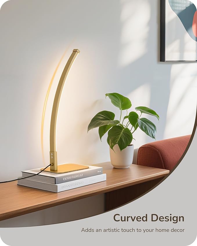 EDISHINE Curved LED Table Lamp, Modern Bedside Lamp - Image 2