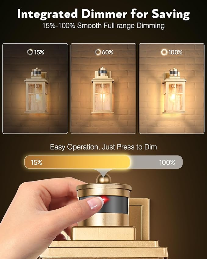 VIANIS 2 Pack Motion Sensor Outdoor Wall Lights, Modern Gold Exterior Garage - Image 3