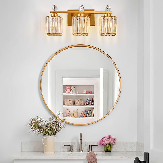 Bathroom Vanity Lights 3-Light Modern Crystal Vanity Light Gold Bathroom Light - Image 6