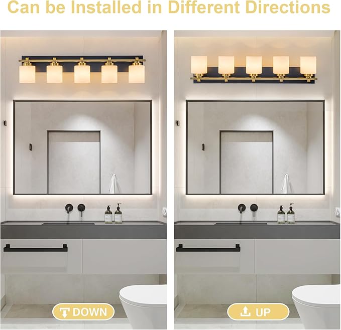 5 Light Modern Bathroom Light Fixtures Over Mirror, E26 Socket - Image 4