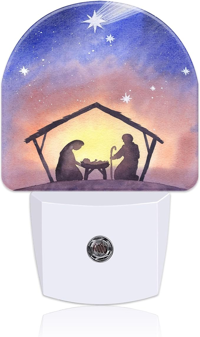 Night Light Plug into Wall Birth of Jesus in Bethlehem Night Light by Uiaoiais