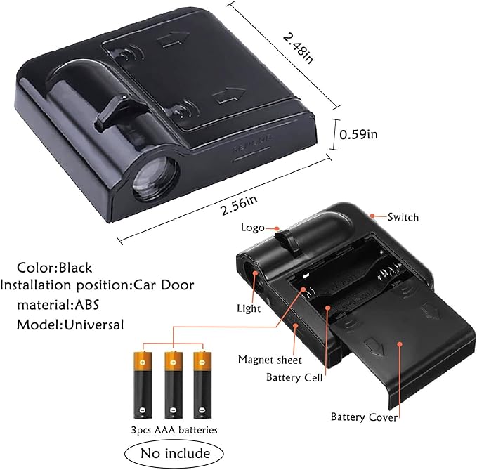 2PCS Car Door Lights, Bat Door Lights Logo Projector LED Shadow Welcome Lamp - Image 6