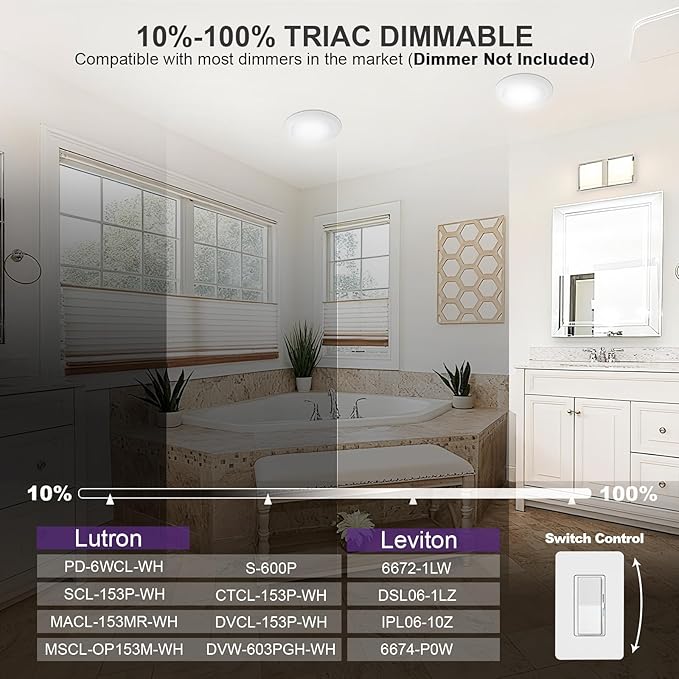 18-Pack 6 Inch Disk Lights, 2700K-5000K Adjustable, CRI 90+, Dimmable 10%-100% - Image 8