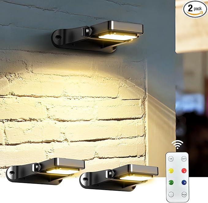 Solar Wall Lights Outdoor with Remote Control, 2200mAh Large Battery, 6 Color by COXSENI