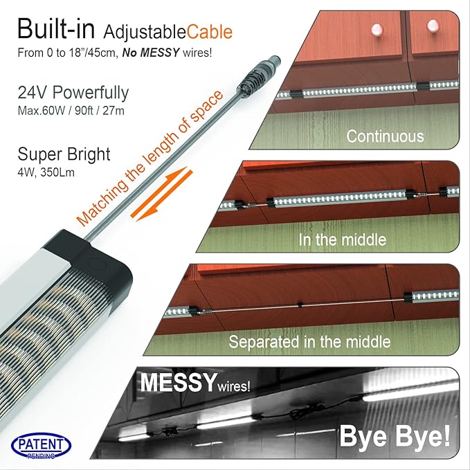 EBD Under Cabinet Lighting Touch Under Cabinet Lights Built-in 45cm Adjustable - Image 2