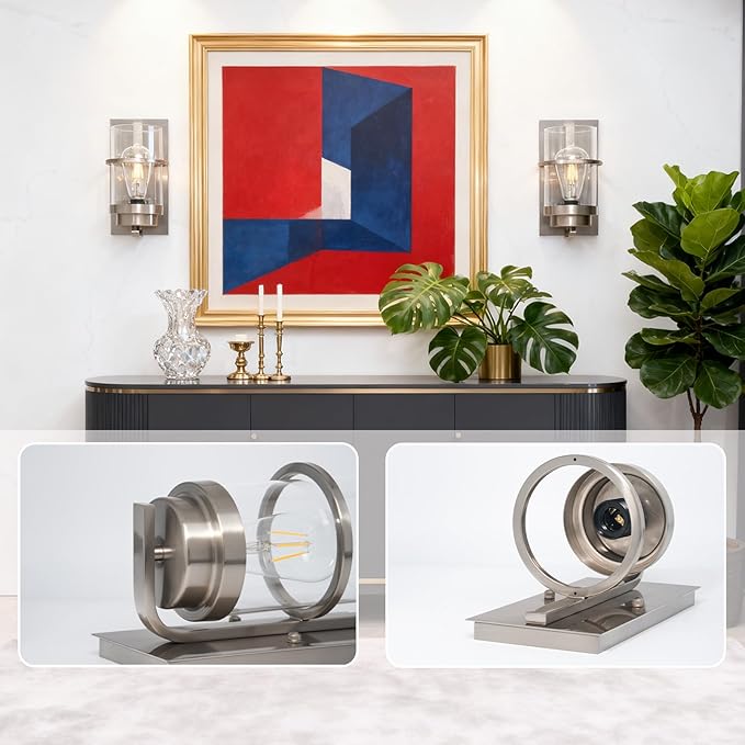 Brushed Nickel Wall Sconces Light, Modern Wall Sconces Bathroom Light Fixtures - Image 6