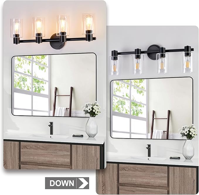 4 Light Bathroom Wall Light Fixtures Black Bathroom Wall Sconce - Image 5