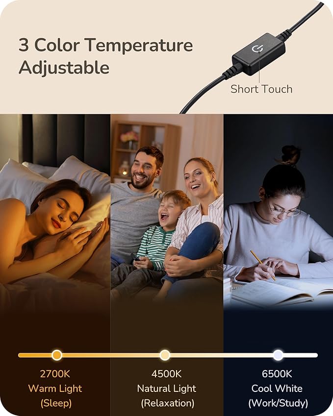 EDISHINE Upgraded LED Table Lamp Set of 2, Stepless Dimmable Bedside Lamps - Image 3