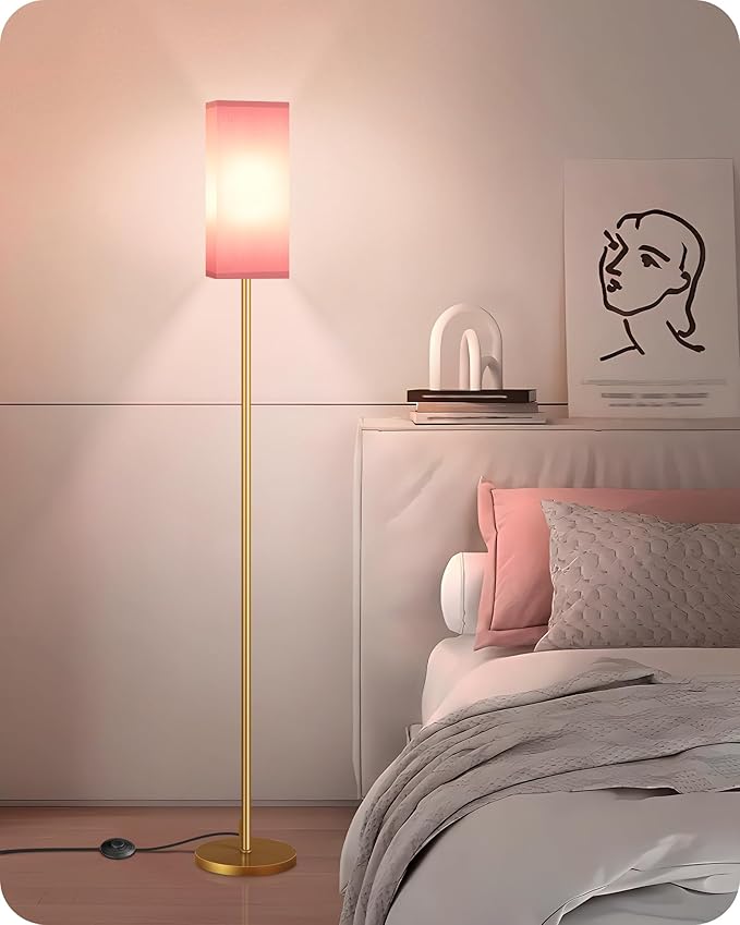 2Pack Floor Lamp, Pole with Foot Switch, Modern Standing Lamp Lampshade - Image 2