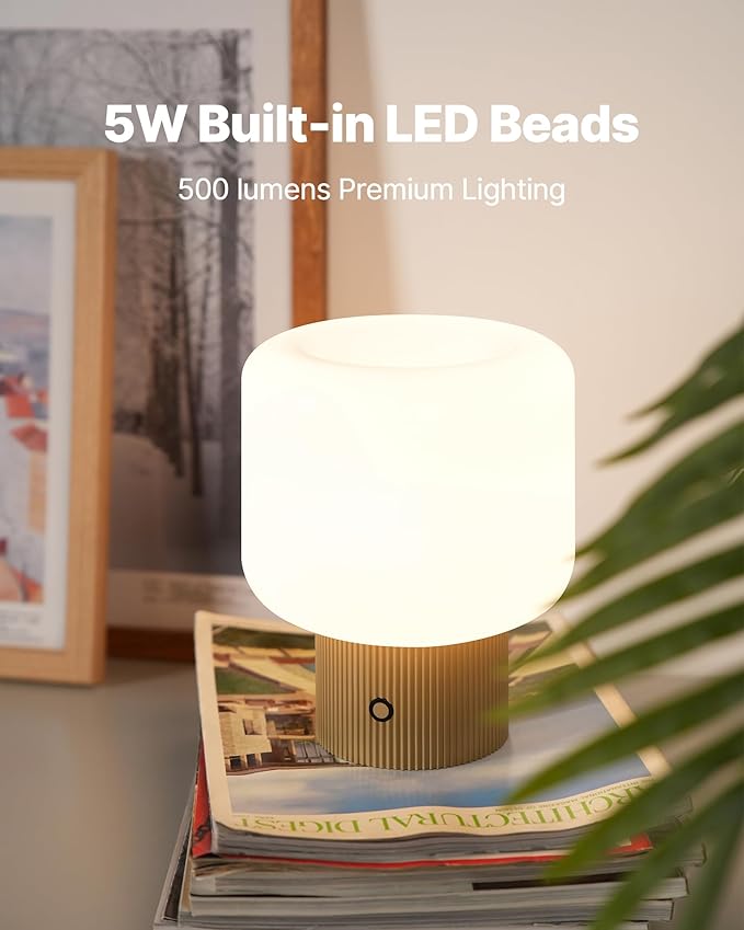 Halo Mushroom Lamp, 5W Cute Cordless Rechargeable Table Lamp - Image 2