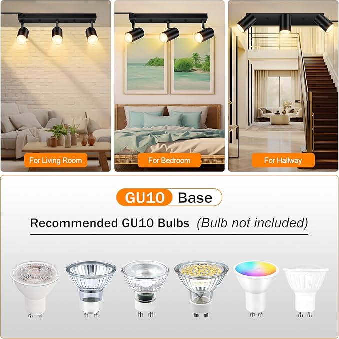 3 Light Track Lighting Kit, Industrial LED Wall Light - Image 3