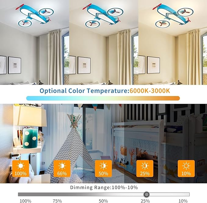 Kids Ceiling Lights for Bedroom Blue Airplane Light Fixture Mount 24.8" Kitchen - Image 5