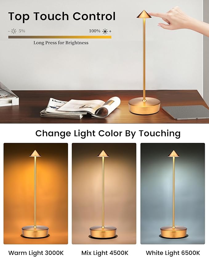 Cordless Led Table Desk Lamp 2 Pack, 7000mAh Battery Outdoor Table Light - Image 3