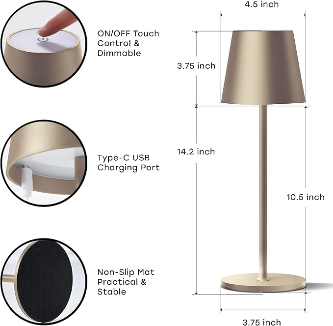2 Pack Cordless Table Lamp, Portable LED Desk Lamp, 5200mAh Battery Operated - Image 9