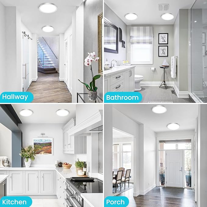 Libtit 7 Inch Nickel Brushed Flush Mount Ceiling Light, 6 Pack, - Image 6