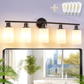 DLLT 5-Light Bathroom Light Fixtures: Black Modern Vanity Lights by DINGLILIGHTING