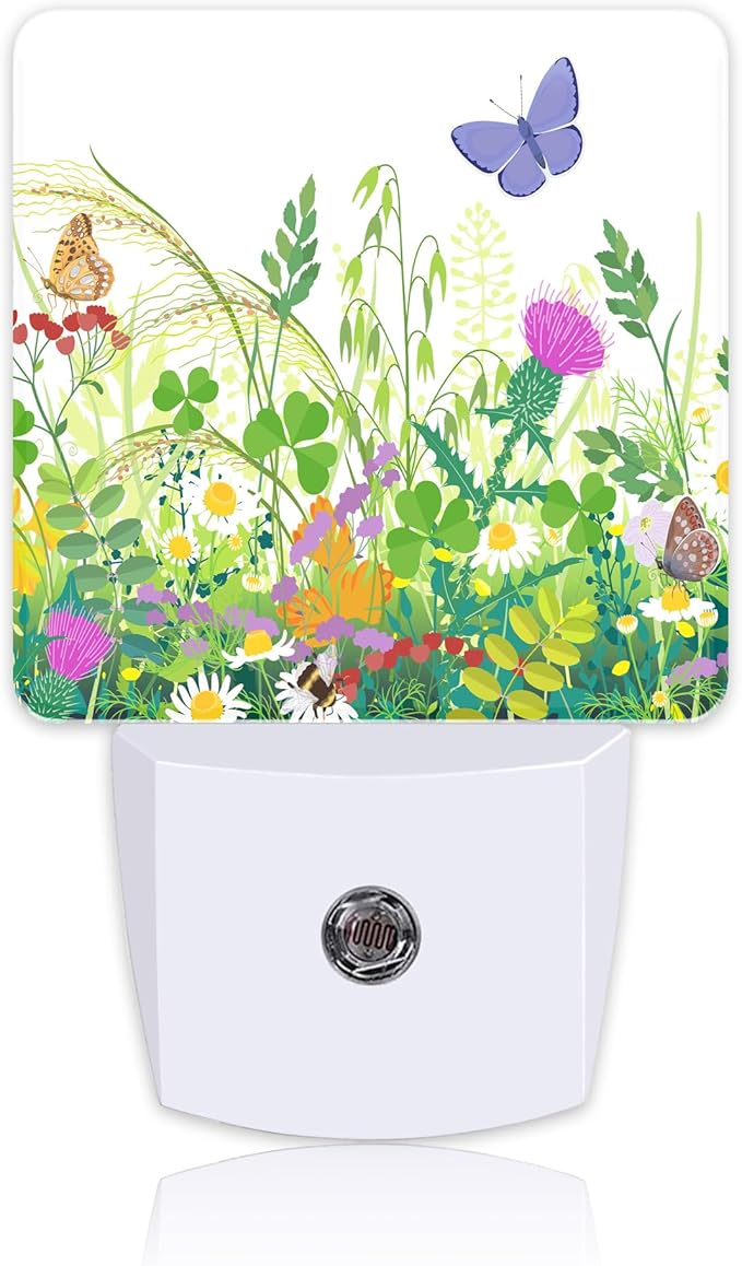 Summer Meadow Plants and Insects Night Light Plug into Wall by Uiaoiais