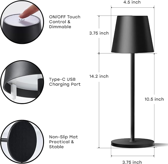 2 Pack Cordless Table Lamp, Portable LED Desk Lamp, 5200mAh Battery Operated - Image 9