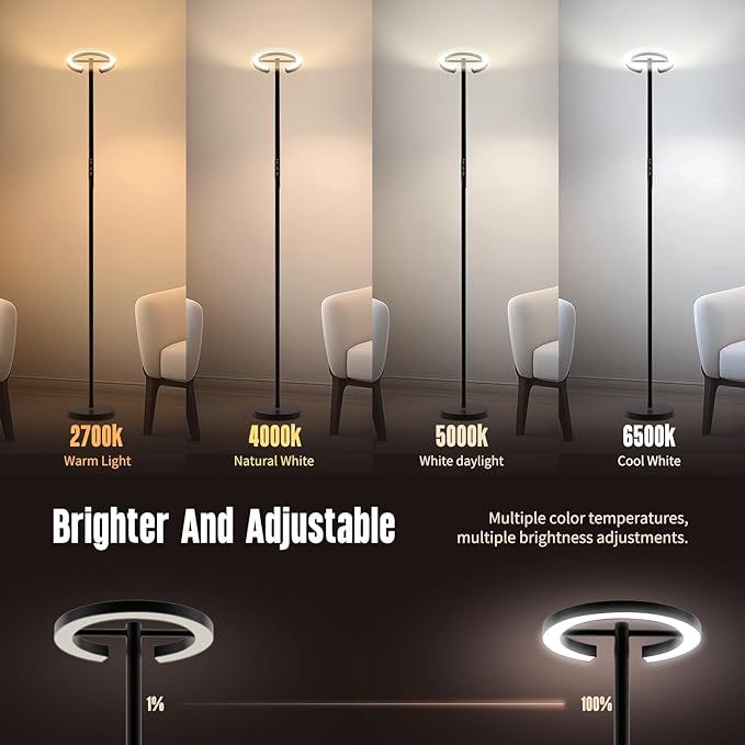 GLOWRIUM-H3B Floor Lamp for Bedroom, 71 Inch Bright LED Modern Corner Lamp - Image 3