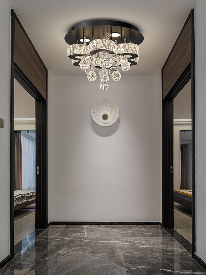 Flashing God 16" Small Crystal Chandelier LED Ceiling Light Fixtures Stainless by FlashingGod