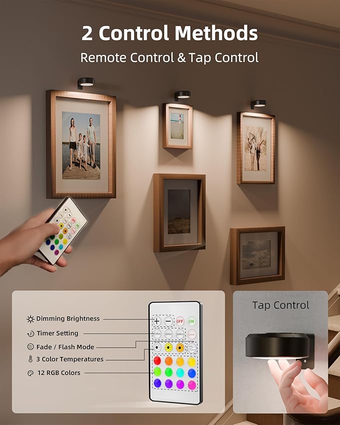 EZVALO Picture Lights for Wall, 2000mAh Rechargeable Battery Magnetic Poster - Image 5