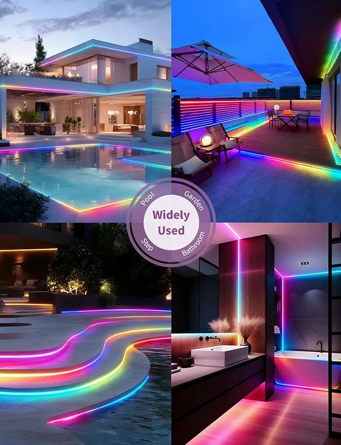 COB LED Strip Lights, RGB Smart IC, IP67 Waterproof, Dimmable 20FT/6M, Color - Image 8