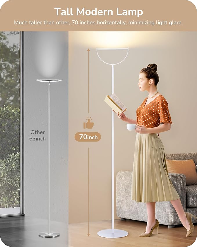EDISHINE 76" Tall Floor Lamp, 28W 2500LM Bright LED Lights - Image 3