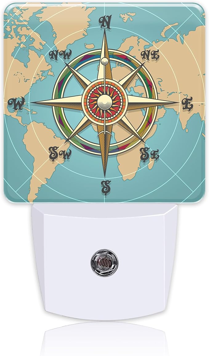 Plug in Night Lights Classic Vintage Nautical Wind Compass Night Light by Uiaoiais