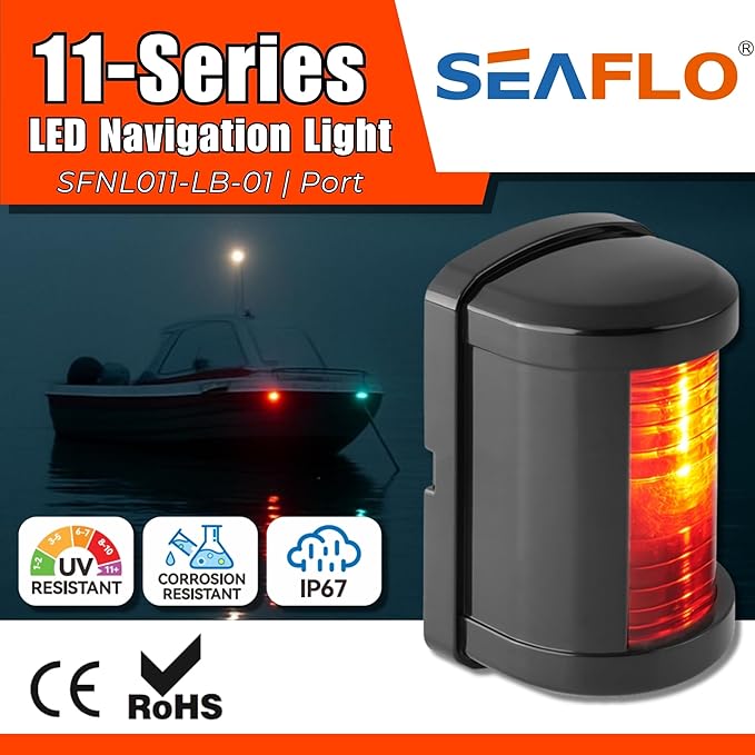 SEAFLO 11 Series Mini Sized LED Red Port Navigation Light – 12V, IP67 Waterproof - Image 2
