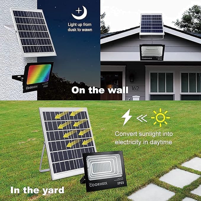 Solar Flood Light Outdoor, Color Changing Led Smart Flood Spot Light, RGBW Warm - Image 4