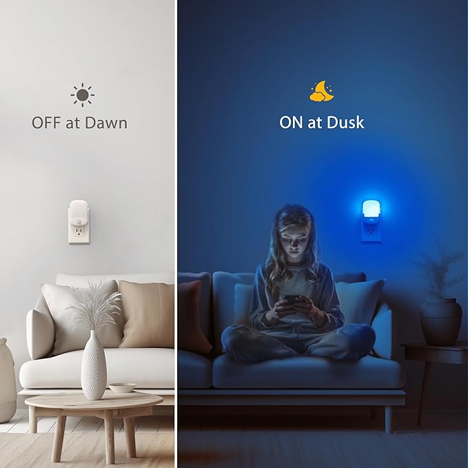 Briignite Blue Motion Sensor Dusk to Dawn Dimmable Led Night Light 2Pack - Image 3