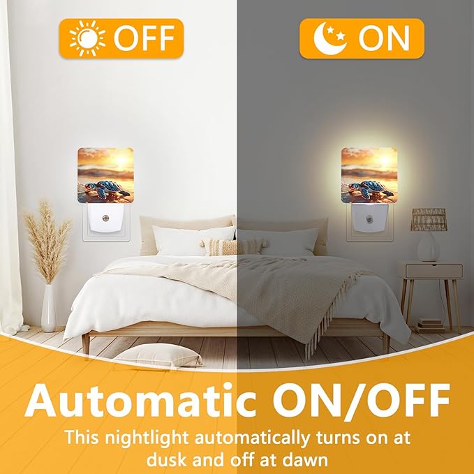 Sea Turtle Beach Sunrise Night Light, Plug-into Nightlight White LED Lamp - Image 6