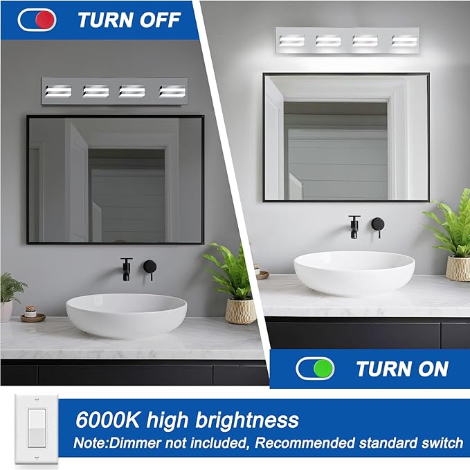 IZORRO LED Modern Bathroom Lights Fixtures, Chrome Acrylic Wall Lighting - Image 4