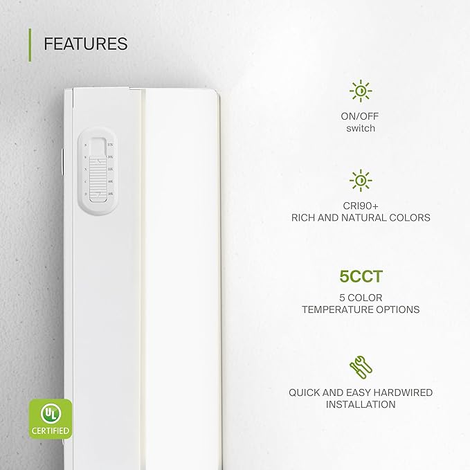 ASD 24 Inch Hardwired LED Under Cabinet Light, On/Off & 5CCT Switch 2700K-5000K - Image 3
