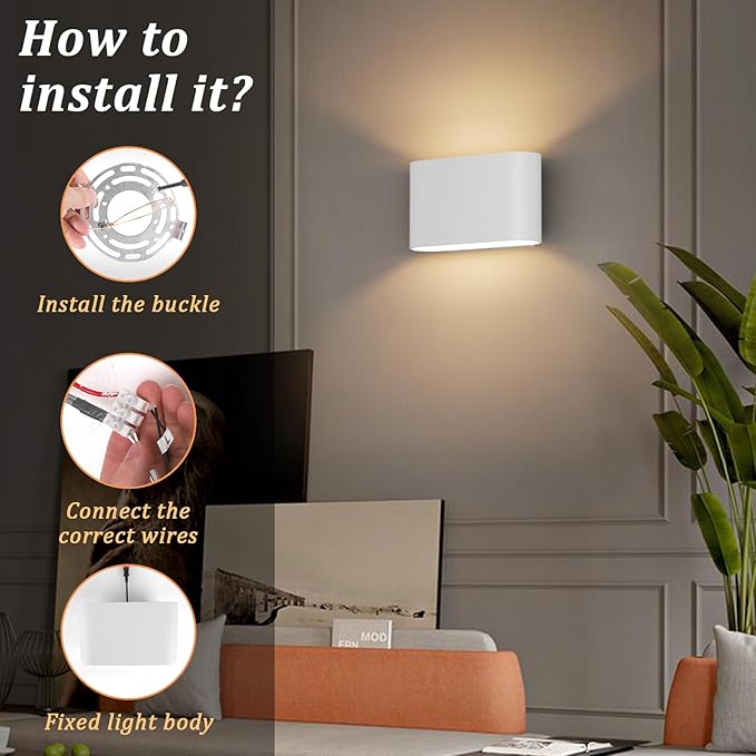 Aipsun Modern LED Wall Sconces 1 Pack Hardwired Interior Wall Lights Indoor - Image 4
