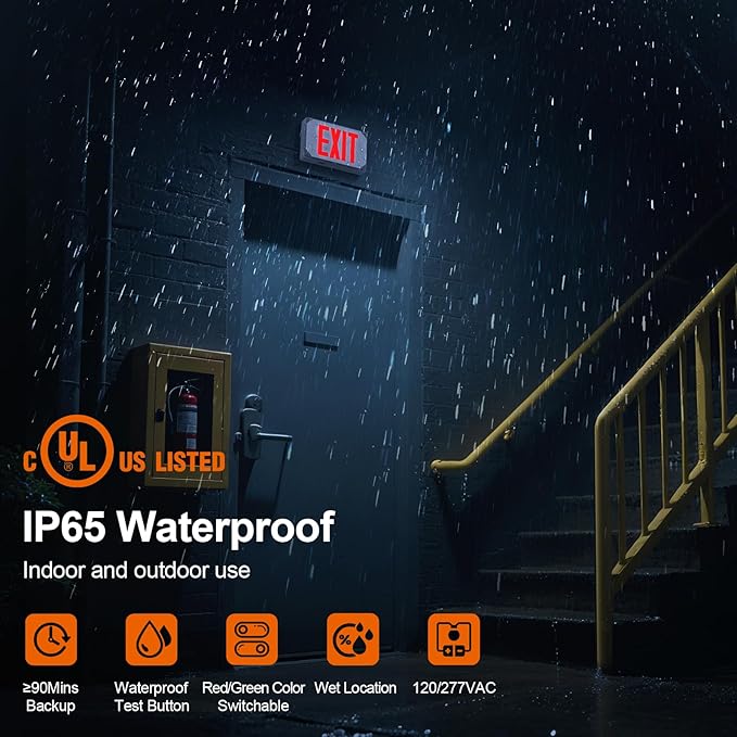 Wet Location Exit Sign, Exterior Weatherproof LED Exit Light - Image 2