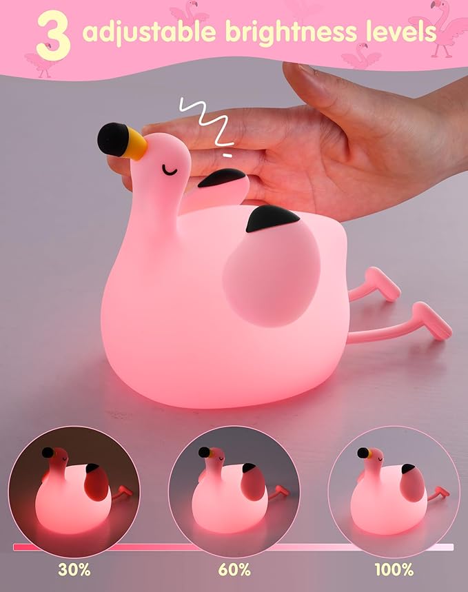 YISUN Flamingo Night Light for Kids, Soft Silicone Nursery Night Lamp - Image 4