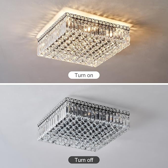 12-Lights Black Crystal Flush Mount Ceiling Light Fixtures, Elegant Crystal - Image 3