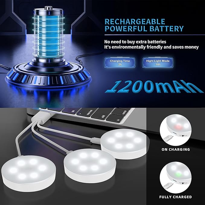 Puck Lights with Remote Control, Under Cabinet Lighting with Magnetic and - Image 3