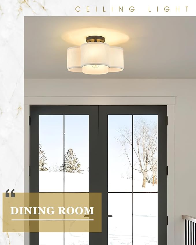 Black Semi Flush Mount Ceiling Light, Close to Ceiling Light Fixtures - Image 7
