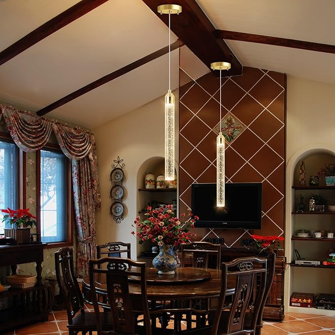 1-Light Modern Crystal Chandeliers LED Dimmable Pendant Lighting - Image 6